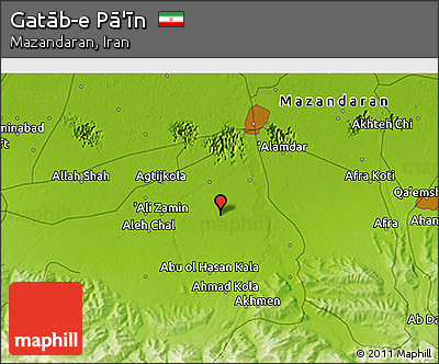 Physical 3D Map of Gatāb-e Pā'īn