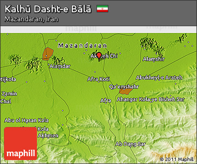Physical 3D Map of Kalhū Dasht-e Bālā