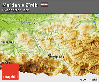Physical 3D Map of Ma`dan-e Zīrāb