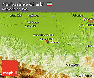 Physical 3D Map of Nārīvarān-e Gharbī
