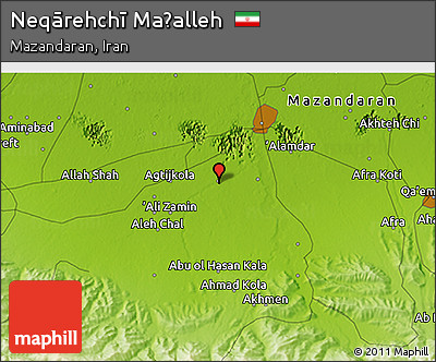 Physical 3D Map of Neqārehchī Maḩalleh