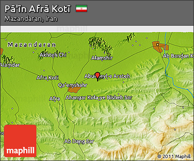 Physical 3D Map of Pā'īn Afrā Kotī