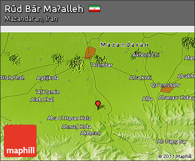 Physical 3D Map of Rūd Bār Maḩalleh