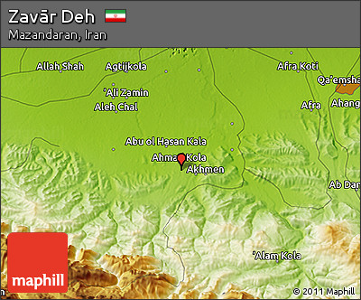 Physical 3D Map of Zavār Deh