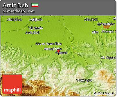Physical 3D Map of Amīr Deh