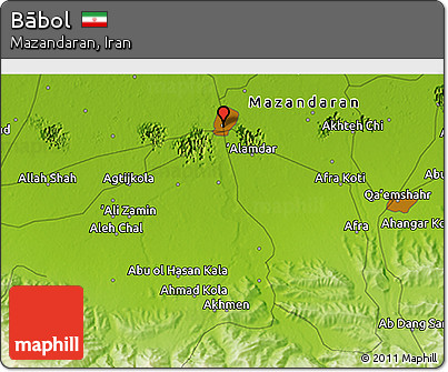 Physical 3D Map of Bābol
