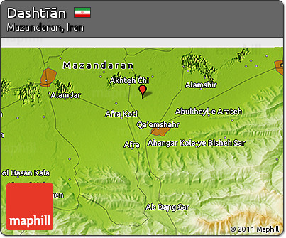 Physical 3D Map of Dashtīān