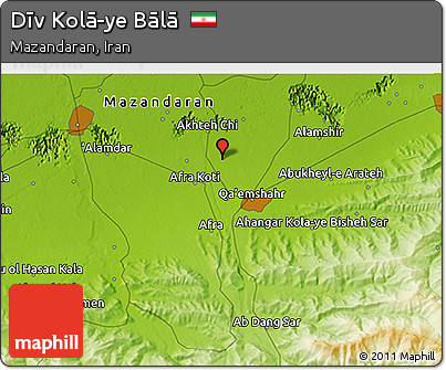 Physical 3D Map of Dīv Kolā-ye Bālā