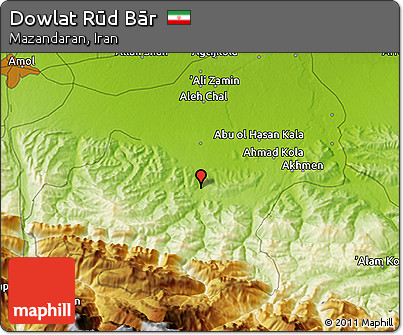 Physical 3D Map of Dowlat Rūd Bār