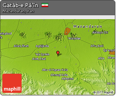 Physical 3D Map of Gatāb-e Pā'īn