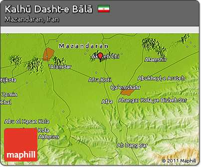 Physical 3D Map of Kalhū Dasht-e Bālā