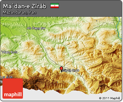 Physical 3D Map of Ma`dan-e Zīrāb