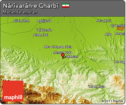 Physical 3D Map of Nārīvarān-e Gharbī