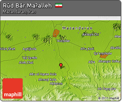 Physical 3D Map of Rūd Bār Maḩalleh