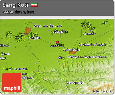 Physical 3D Map of Sang Kotī