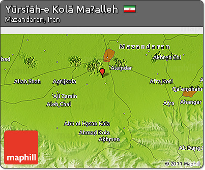 Physical 3D Map of Yūrsīāh-e Kolā Maḩalleh