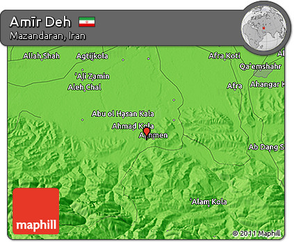 Political 3D Map of Amīr Deh