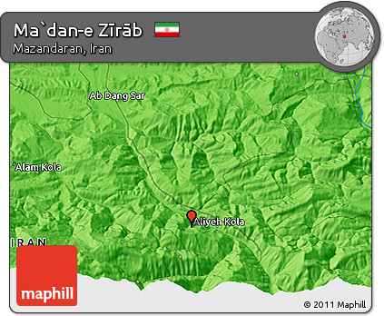 Political 3D Map of Ma`dan-e Zīrāb