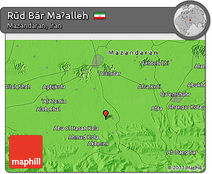 Political 3D Map of Rūd Bār Maḩalleh