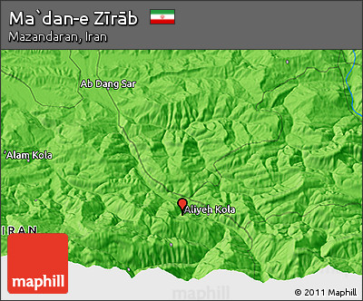 Political 3D Map of Ma`dan-e Zīrāb