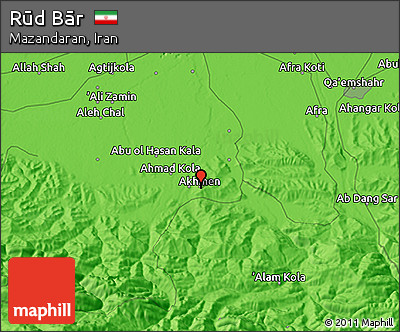 Political 3D Map of Rūd Bār