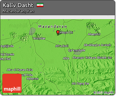 Political 3D Map of Kalīv Dasht