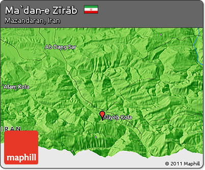 Political 3D Map of Ma`dan-e Zīrāb