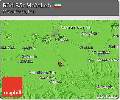 Political 3D Map of Rūd Bār Maḩalleh