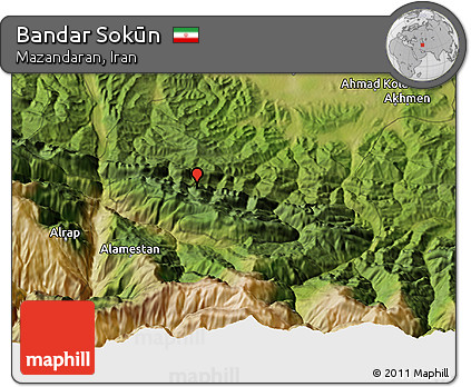 Satellite 3D Map of Bandar Sokūn