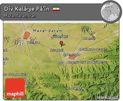 Satellite 3D Map of Dīv Kalā-ye Pā'īn