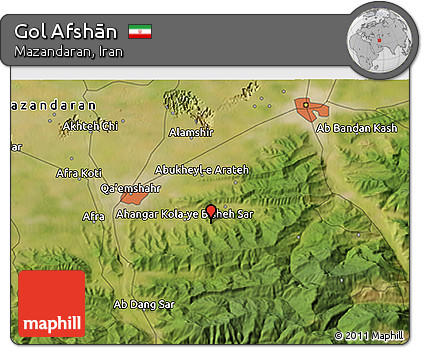 Satellite 3D Map of Gol Afshān