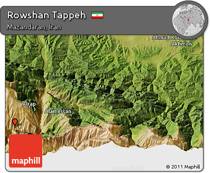 Satellite 3D Map of Rowshan Tappeh