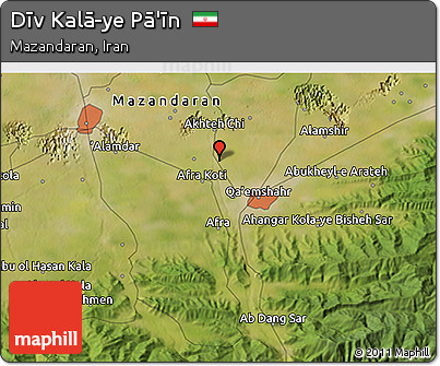 Satellite 3D Map of Dīv Kalā-ye Pā'īn