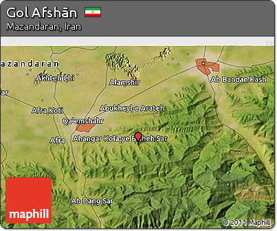 Satellite 3D Map of Gol Afshān