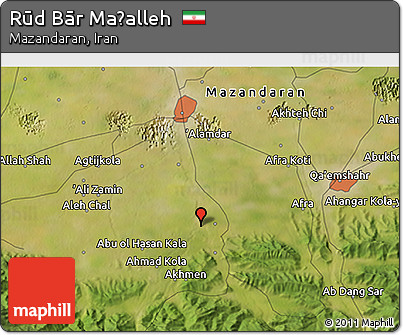 Satellite 3D Map of Rūd Bār Maḩalleh