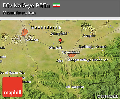 Satellite 3D Map of Dīv Kalā-ye Pā'īn