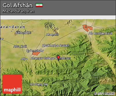 Satellite 3D Map of Gol Afshān