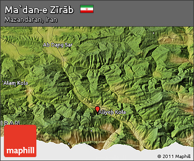 Satellite 3D Map of Ma`dan-e Zīrāb