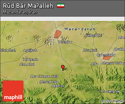 Satellite 3D Map of Rūd Bār Maḩalleh