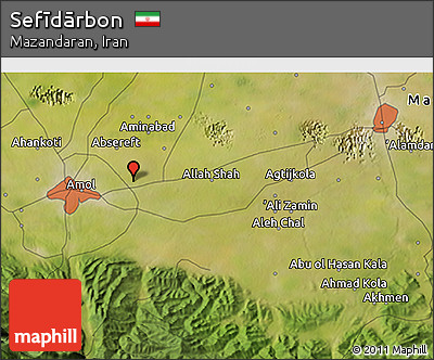 Satellite 3D Map of Sefīdārbon