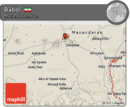 Shaded Relief 3D Map of Bābol