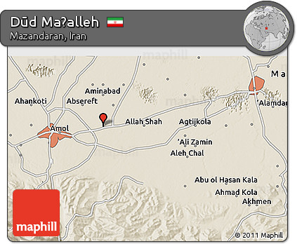 Shaded Relief 3D Map of Dūd Maḩalleh