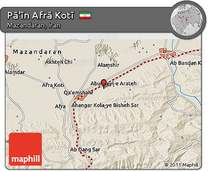 Shaded Relief 3D Map of Pā'īn Afrā Kotī