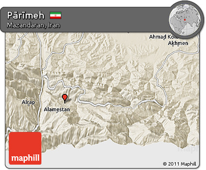 Shaded Relief 3D Map of Pārīmeh