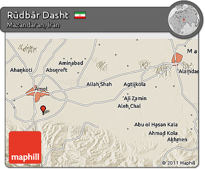Shaded Relief 3D Map of Rūdbār Dasht