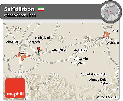 Shaded Relief 3D Map of Sefīdārbon