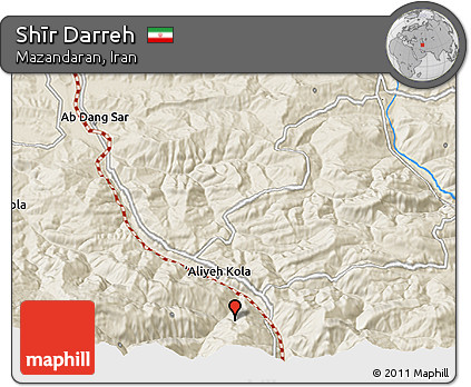 Shaded Relief 3D Map of Shīr Darreh