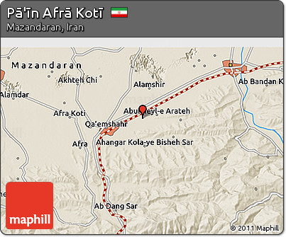 Shaded Relief 3D Map of Pā'īn Afrā Kotī