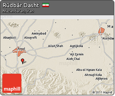 Shaded Relief 3D Map of Rūdbār Dasht