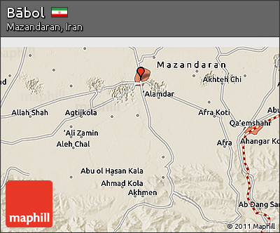 Shaded Relief 3D Map of Bābol